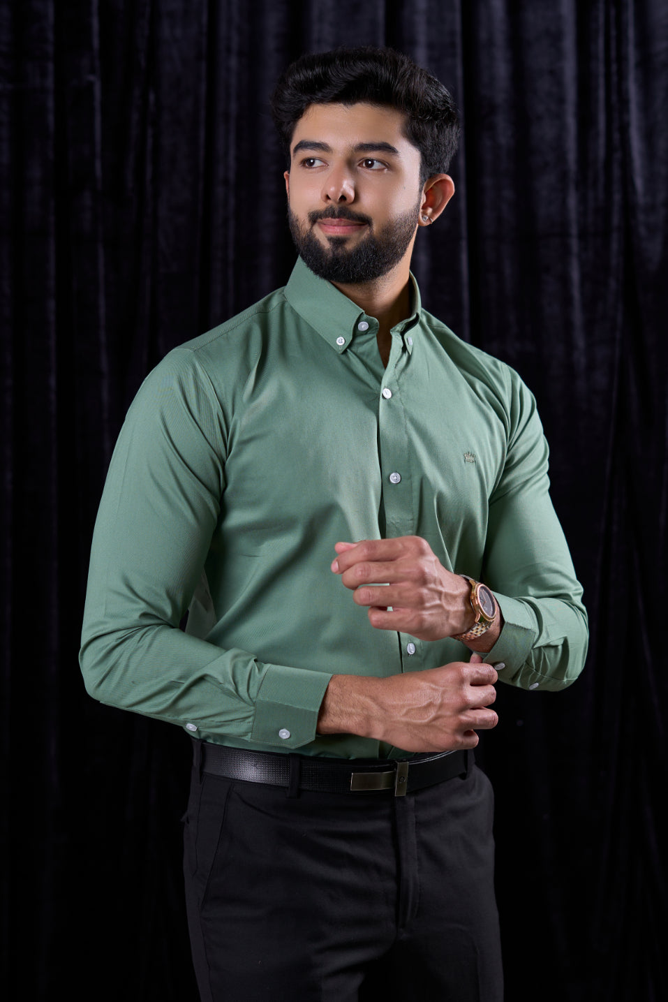 Down Button Satin Casual Shirts