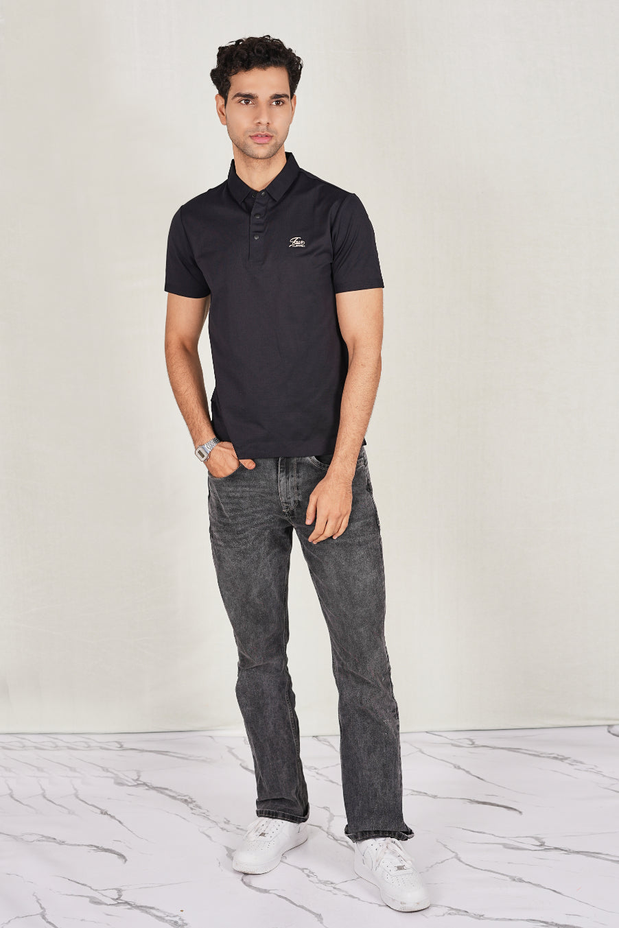 Black Trendy Wrinkle Free Premium Classic Polo(Class 111-6878)