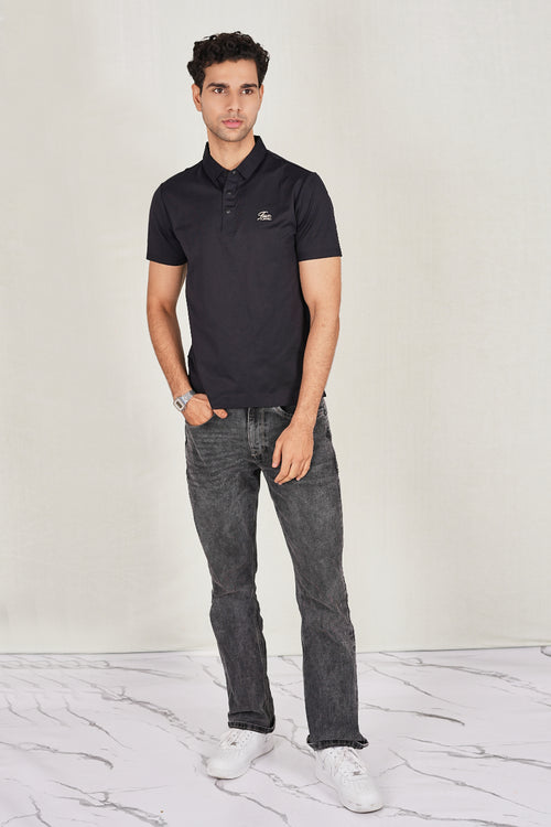Black Trendy Wrinkle Free Premium Classic Polo(Class 111-6878)