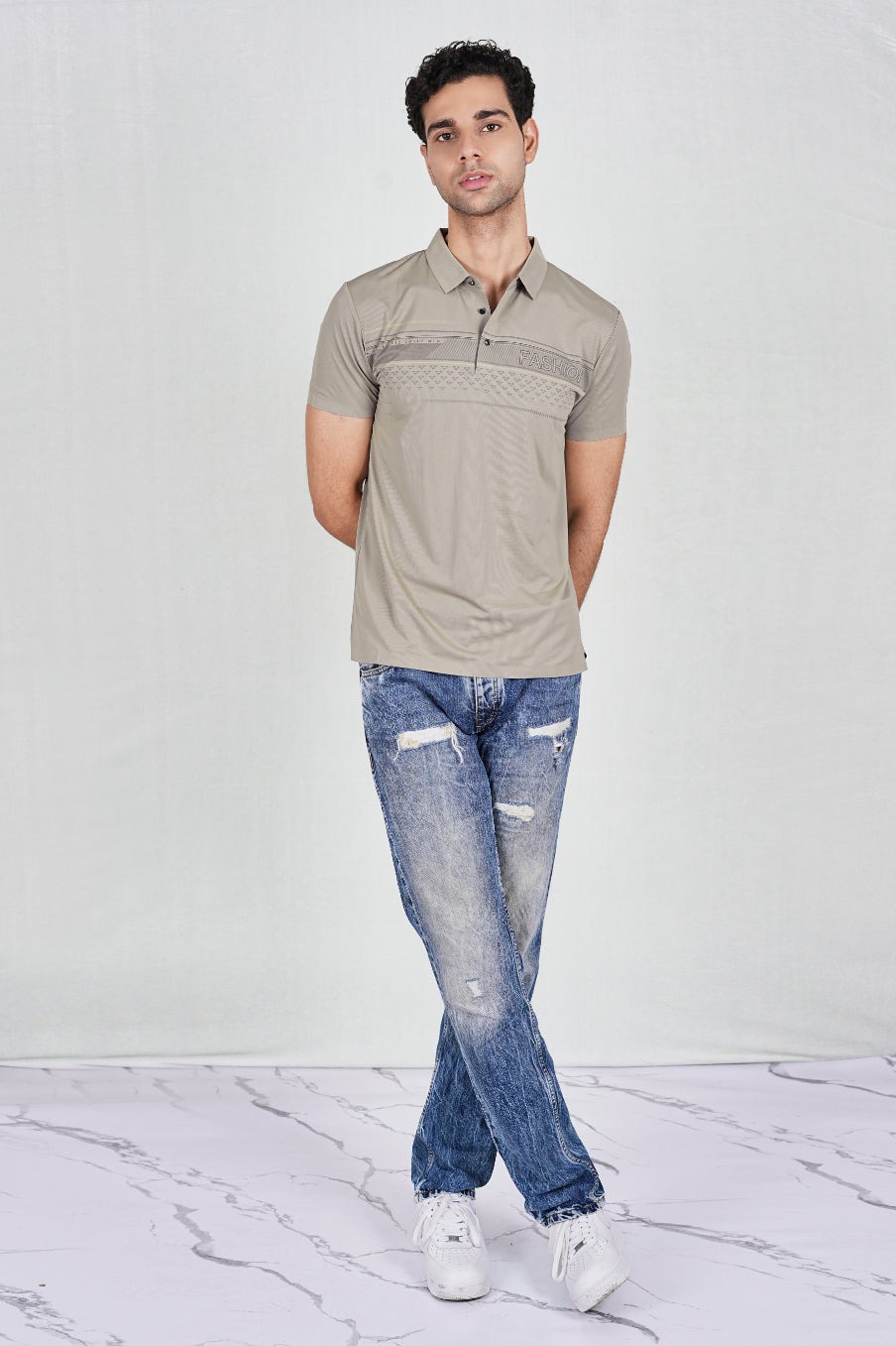 Grey Wrinkle Free Polo(Class 105-8809)