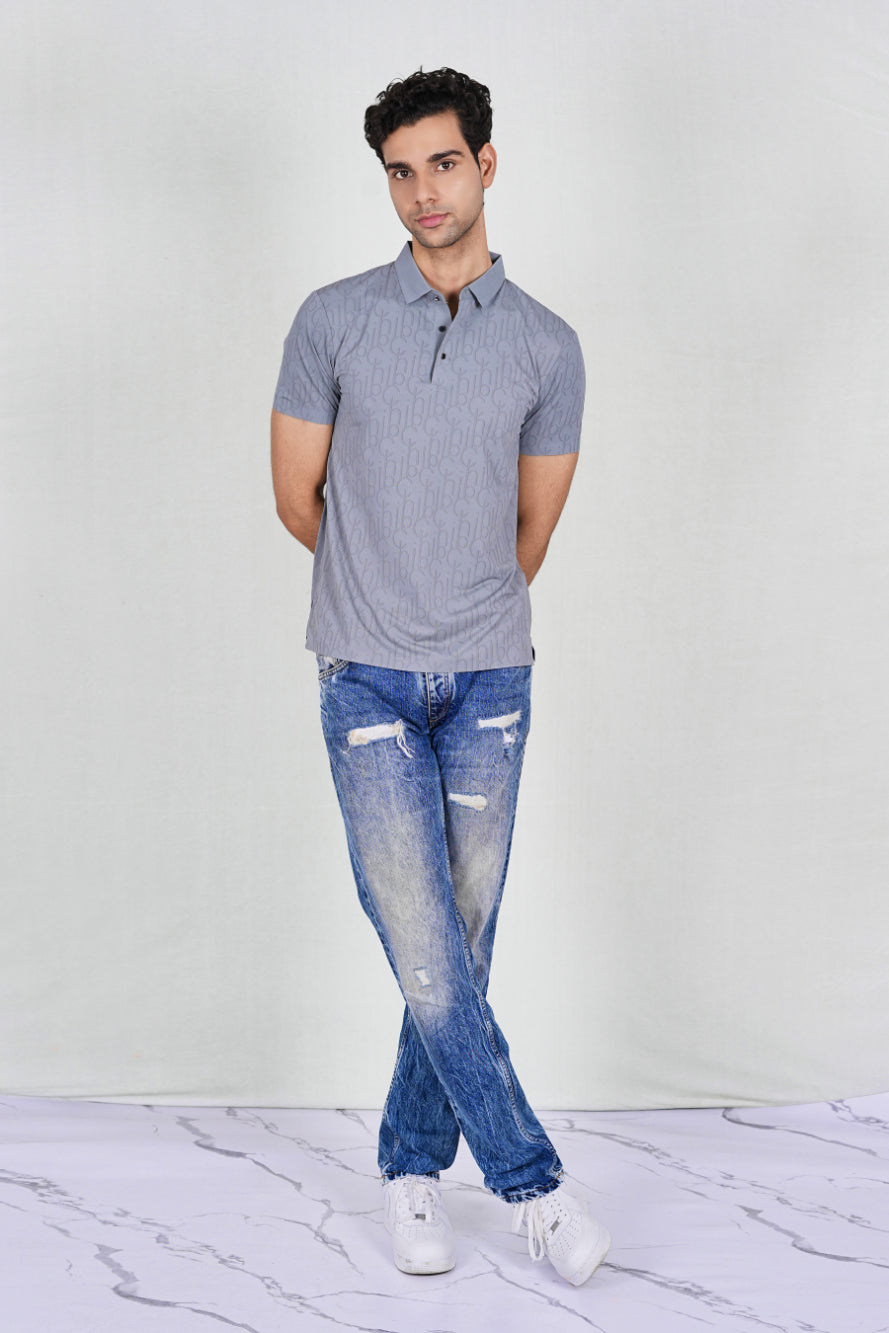 Grey Trendy Wrinkle Free Classic Polo (Class 109-182)