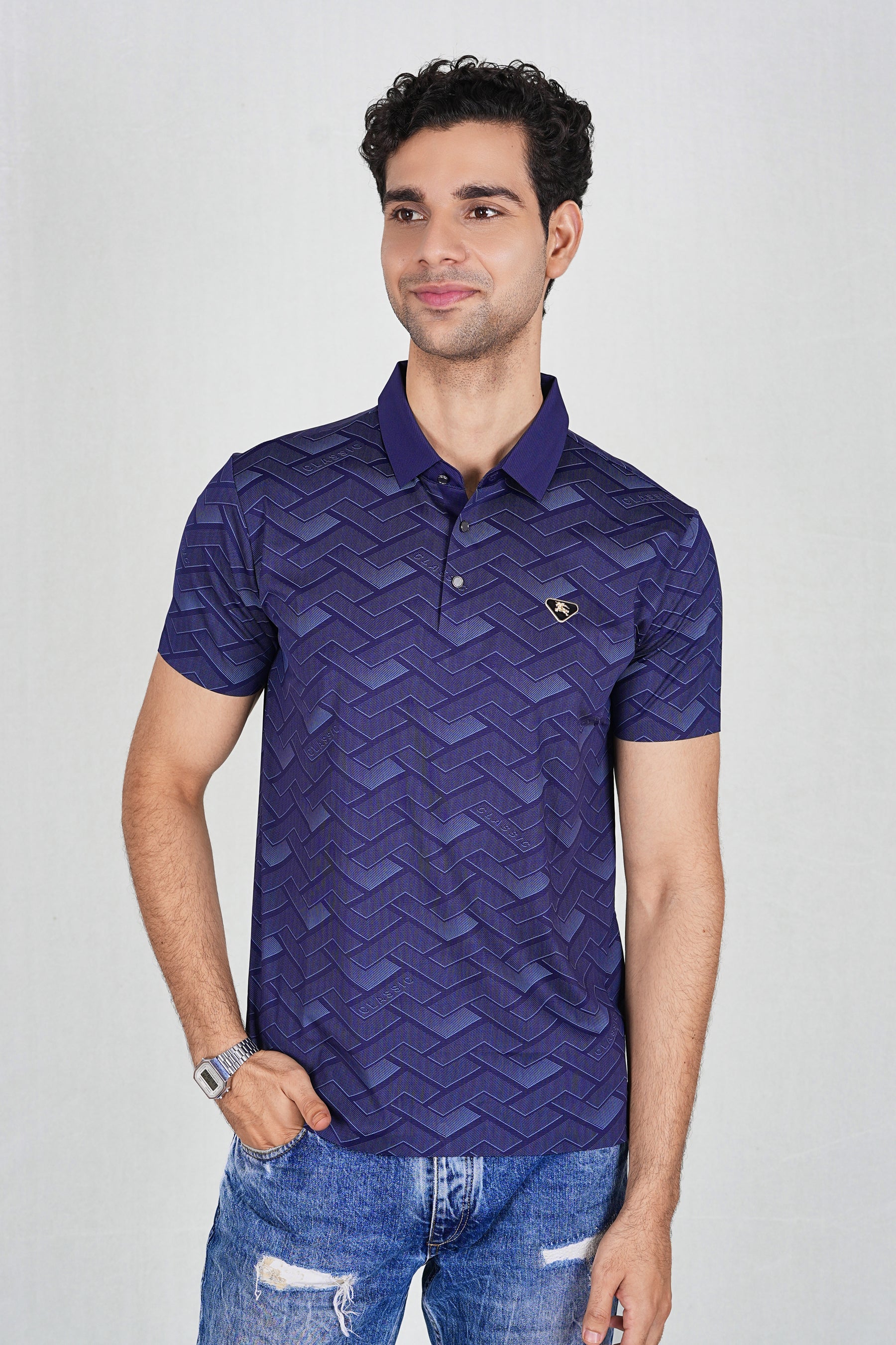 Navy Trendy Wrinkle Free Classic Polo(Class 105-2505)