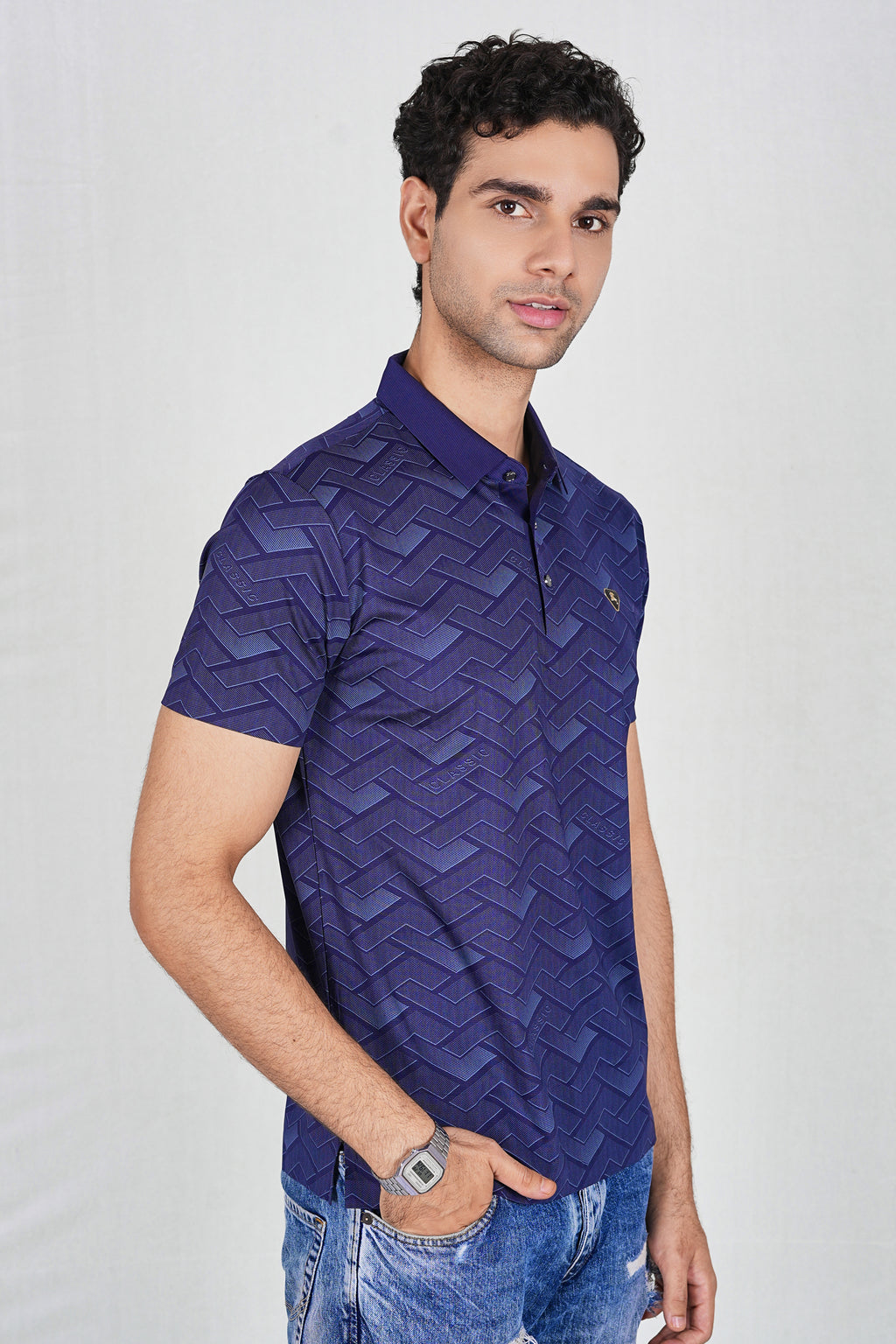 Navy Trendy Wrinkle Free Classic Polo(Class 105-2505)