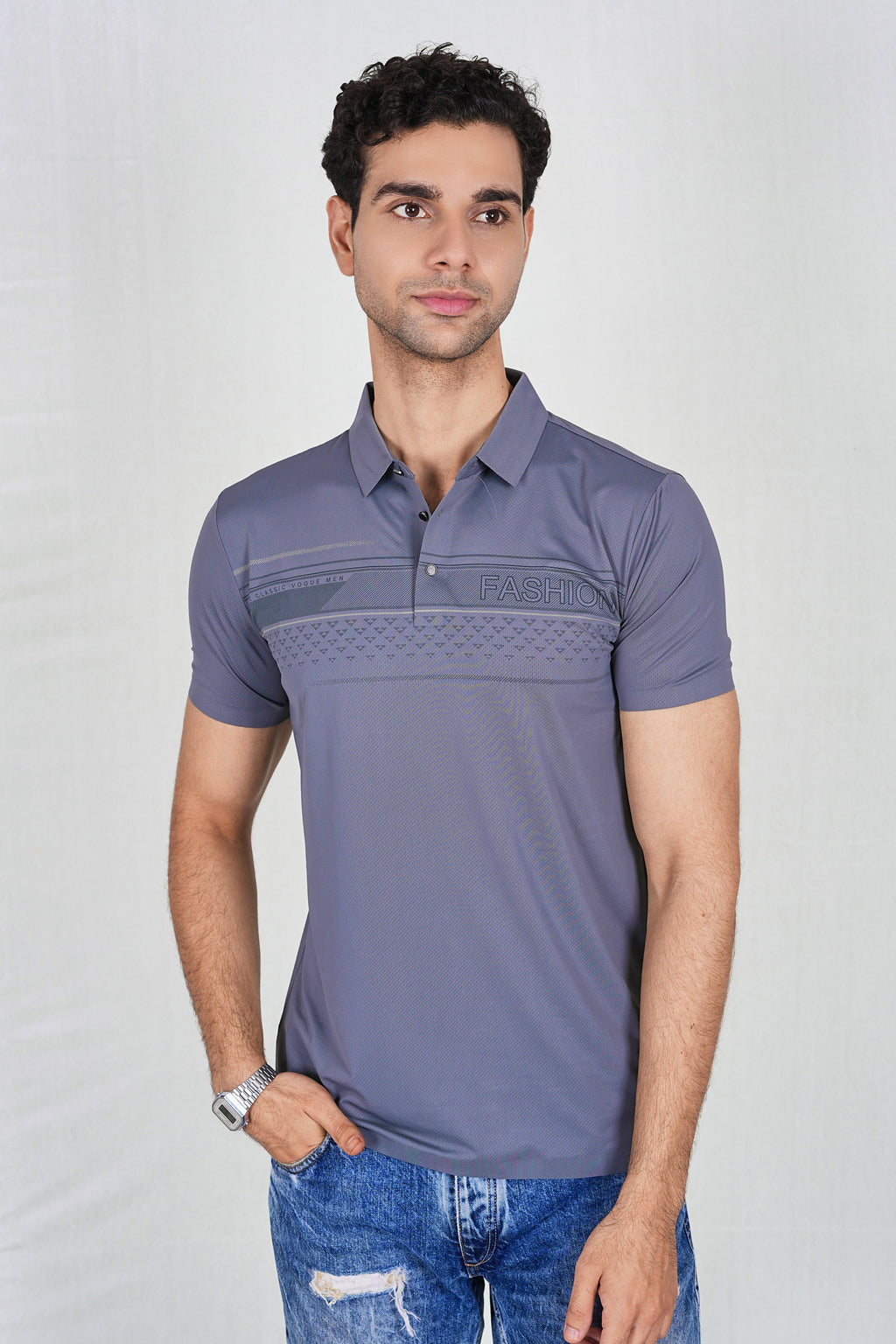 Grey Wrinkle Free Premium Classic Polo (Class 105-8809)