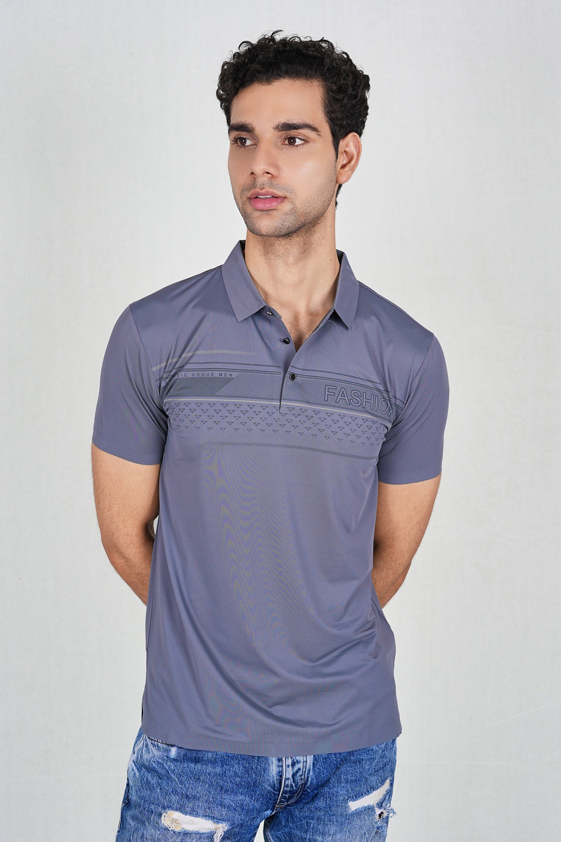 Grey Wrinkle Free Premium Classic Polo (Class 105-8809)