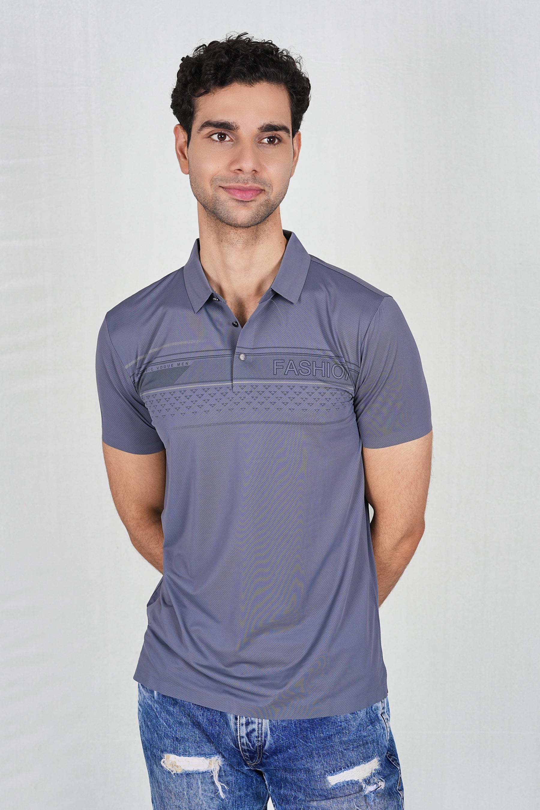 Grey Wrinkle Free Premium Classic Polo (Class 105-8809)