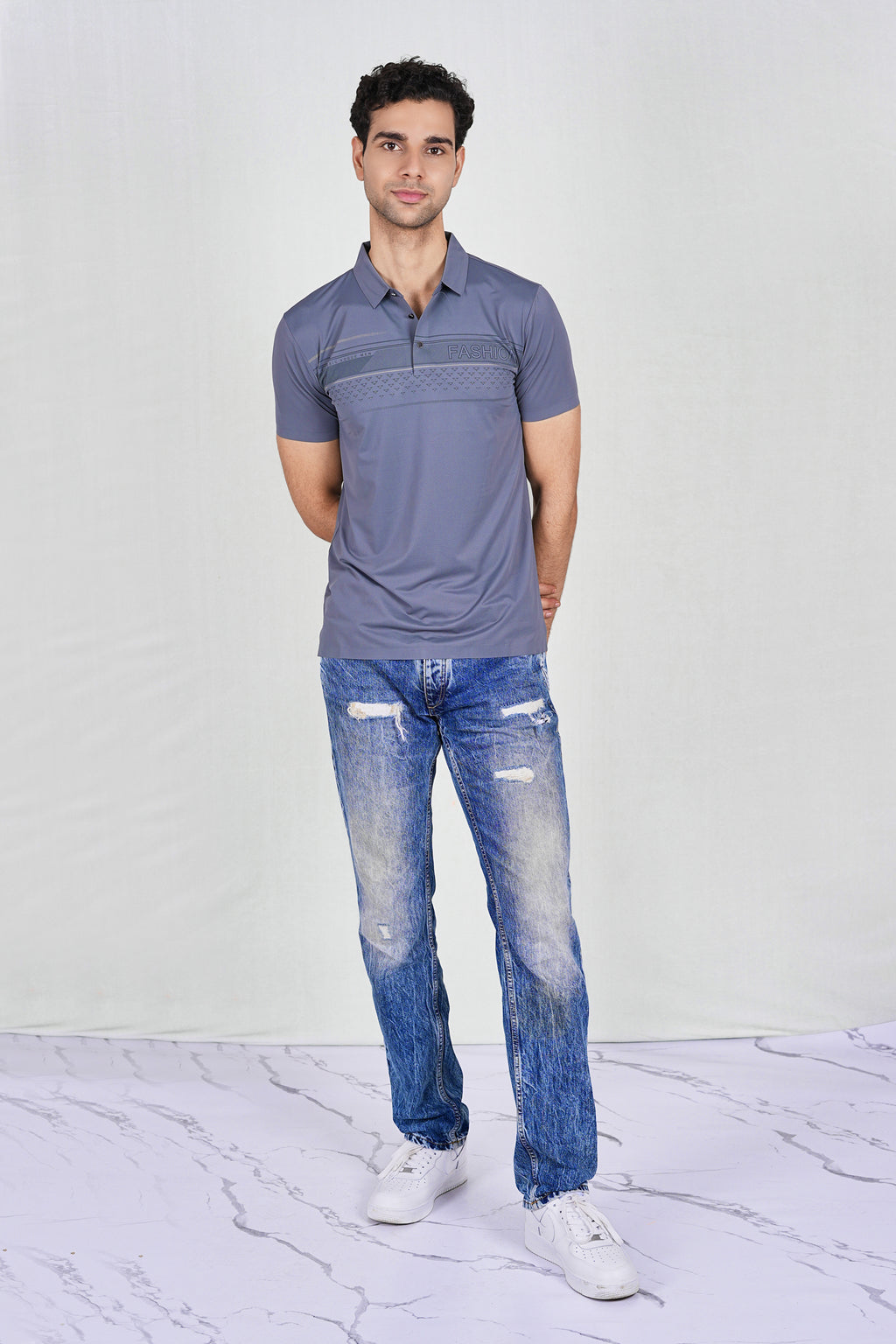 Grey Wrinkle Free Premium Classic Polo (Class 105-8809)