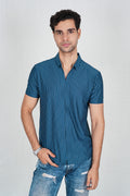 Blue Trendy Wrinkle Free Classic Polo(Class 107-8803)