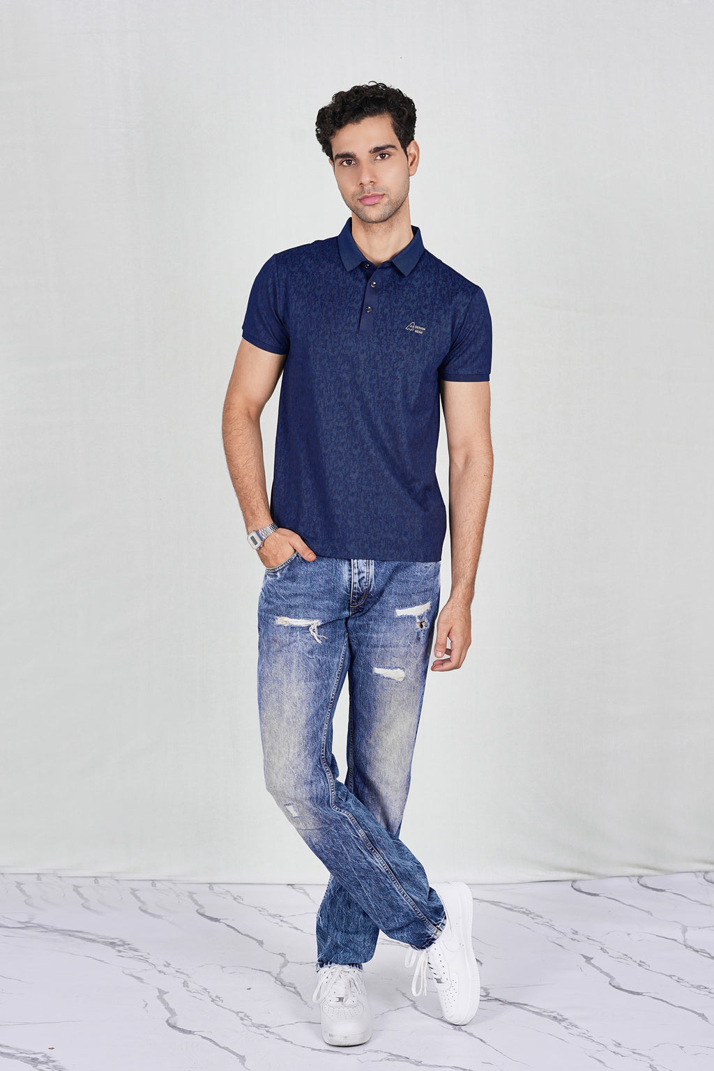 Blue Wrinkle Free Premium Classic Polo (Class 104-537)