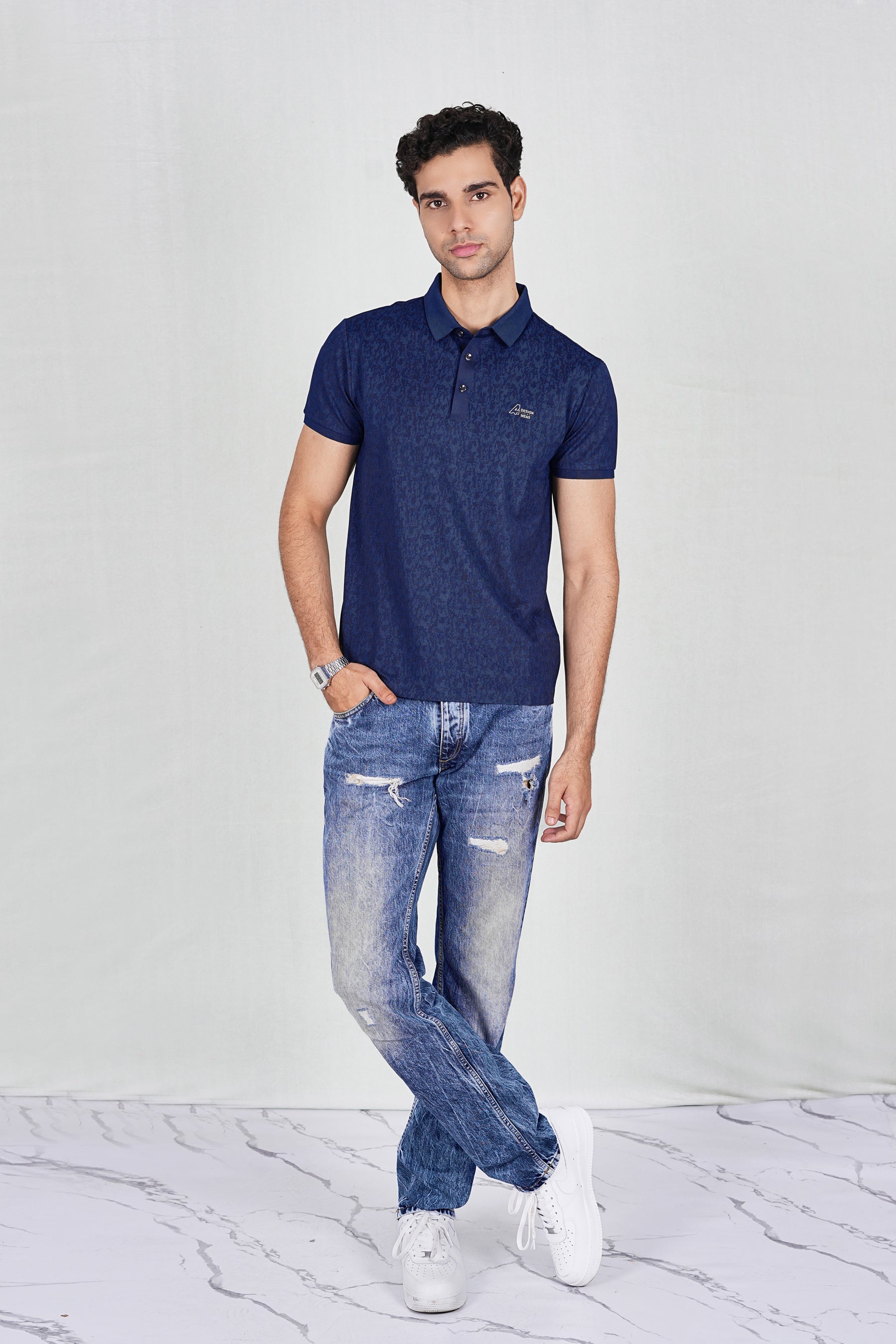 Blue Wrinkle Free Premium Classic Polo (Class 104-537)