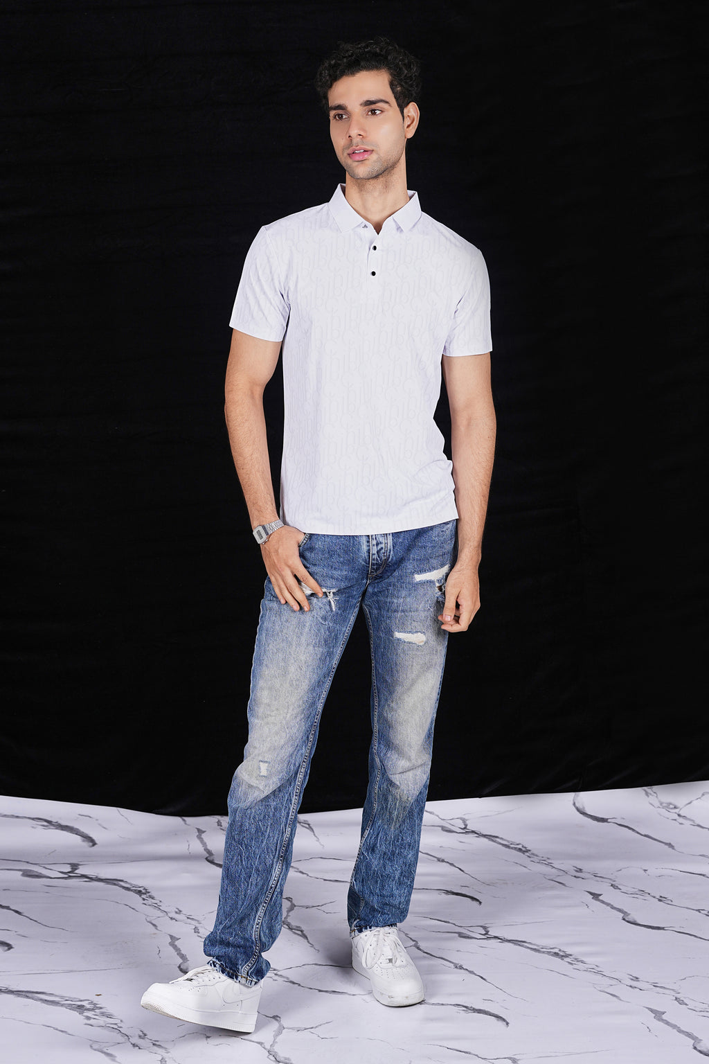 White Trendy Wrinkle Free Premium Polo (Class 109-182)