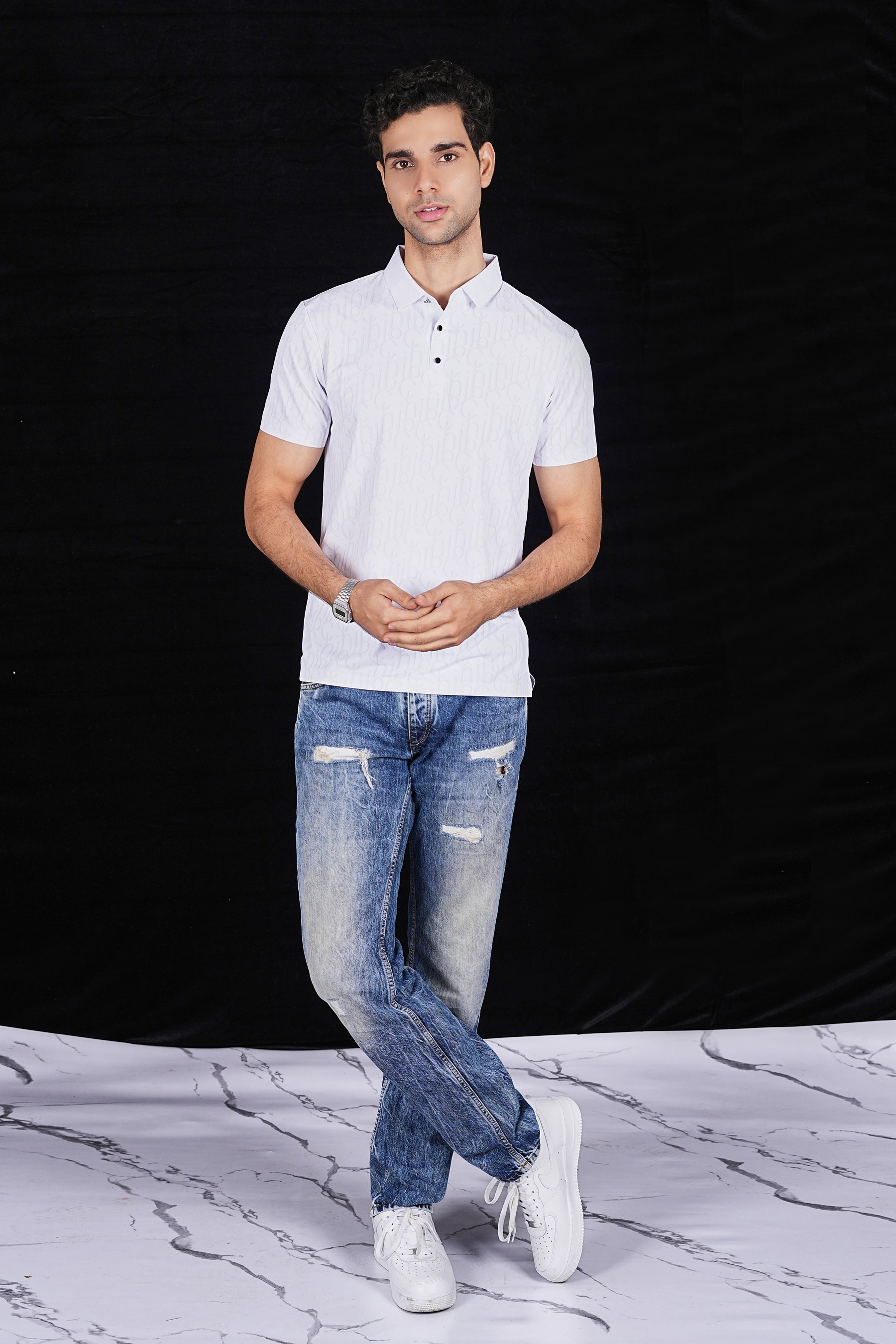 White Trendy Wrinkle Free Premium Polo (Class 109-182)