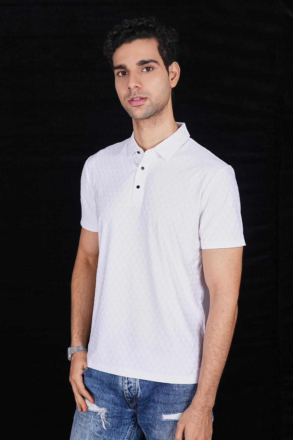 White Classic Wrinkle Free Premium Polo(Class 112-25519)