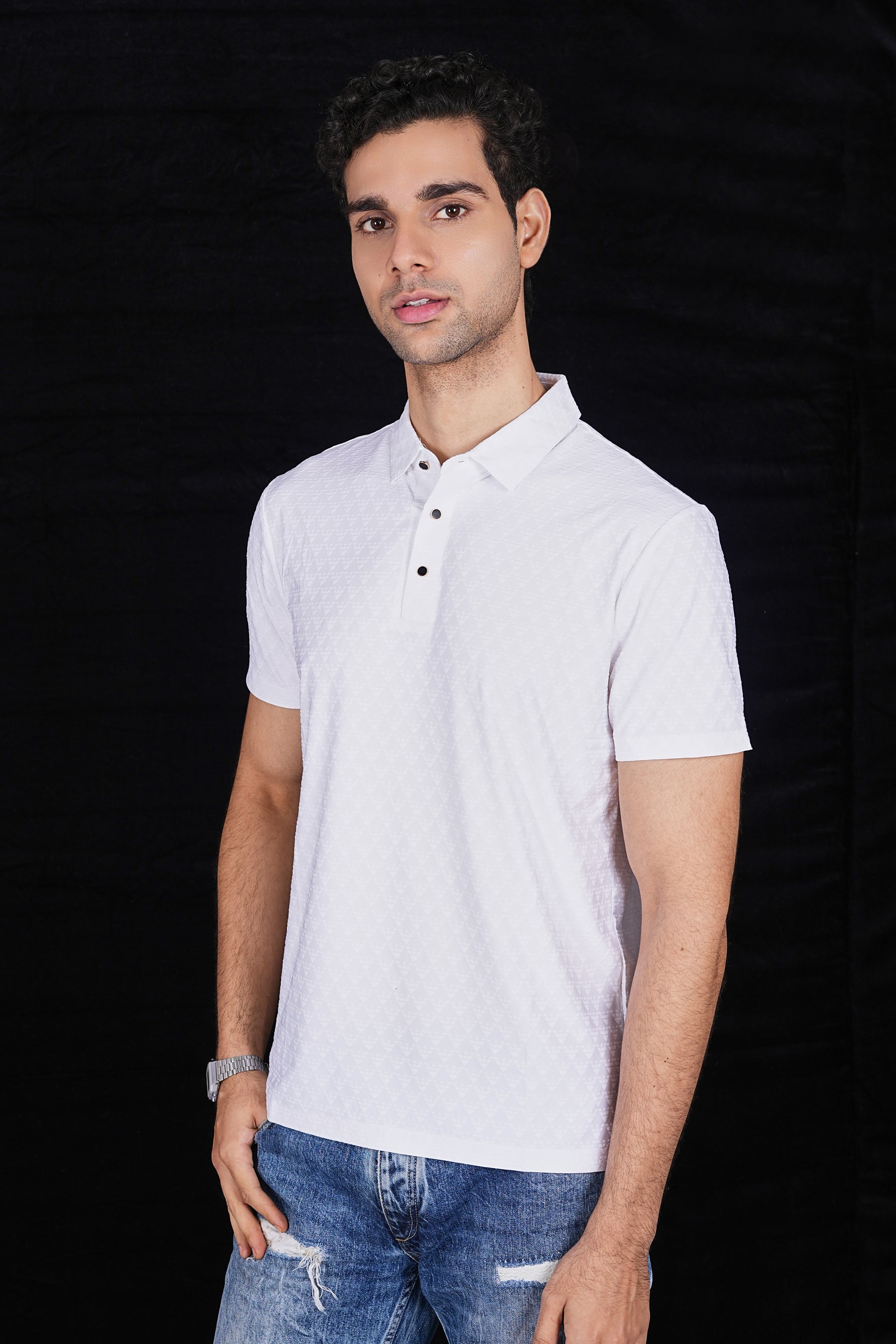 White Classic Wrinkle Free Premium Polo(Class 112-25519)