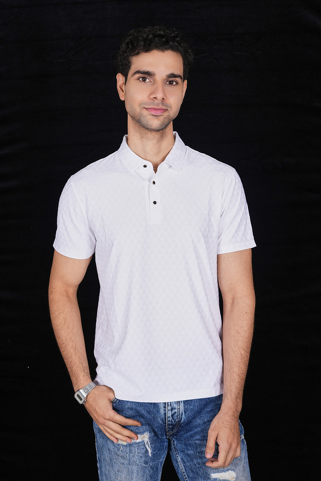 White Classic Wrinkle Free Premium Polo(Class 112-25519)