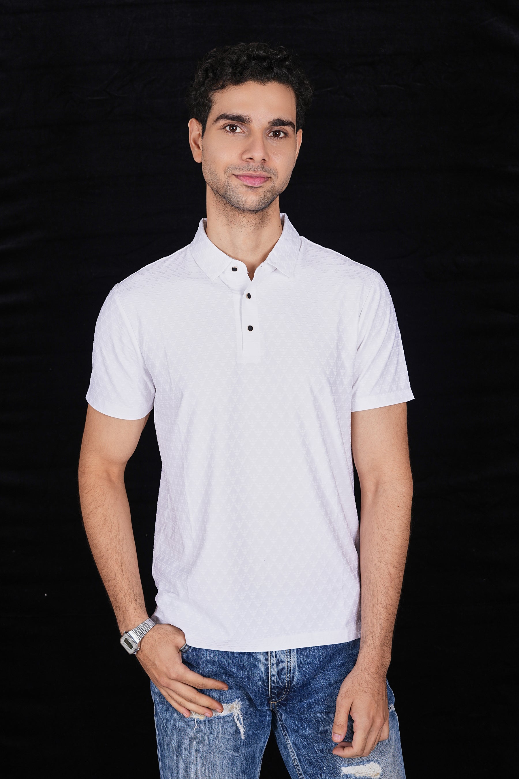 White Classic Wrinkle Free Premium Polo(Class 112-25519)
