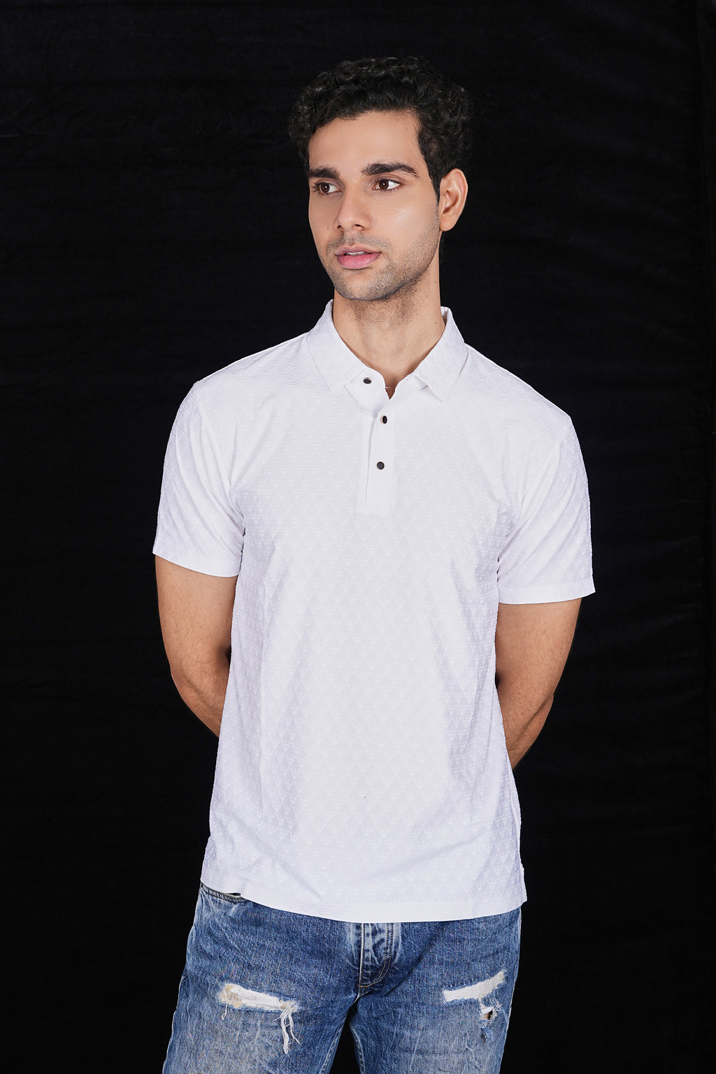 White Classic Wrinkle Free Premium Polo(Class 112-25519)