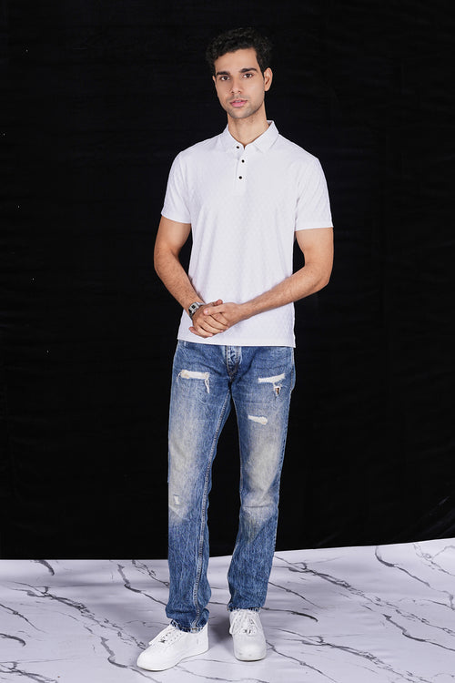 White Classic Wrinkle Free Premium Polo(Class 112-25519)